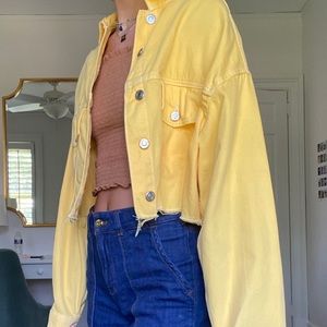 cropped yellow denim jacket